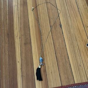 Elegant Black and Gold Tassel Necklace